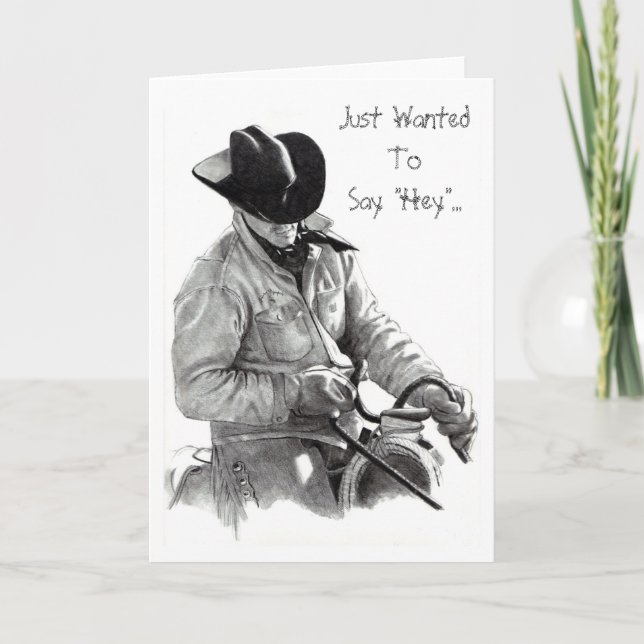 THE HORSE TRAINER" pencil art, CARD (Front)