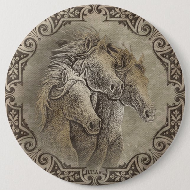 The Horses     6 Cm Round Badge (Front)