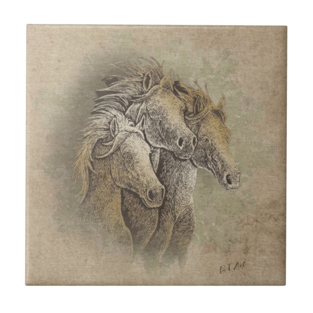 The Horses   Ceramic Tile (Front)