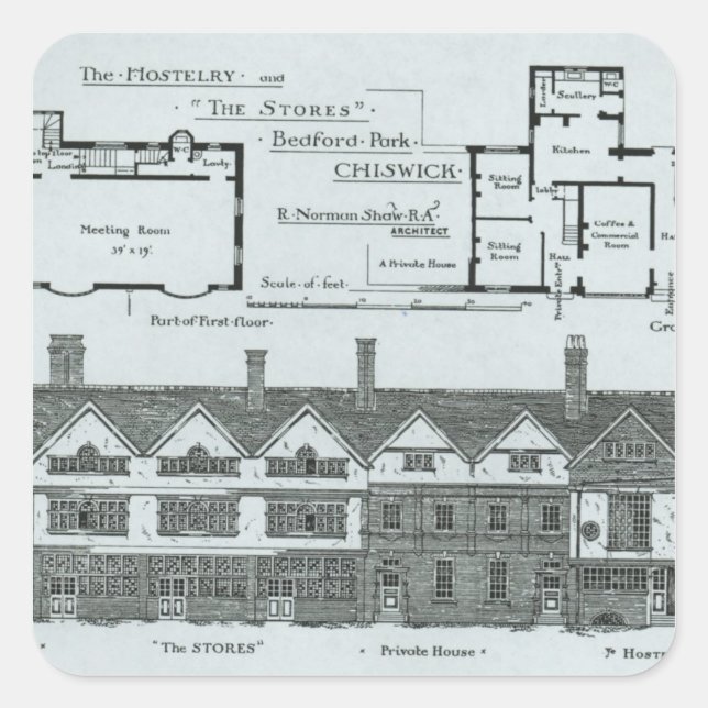 The Hostelry and The Stores Square Sticker (Front)