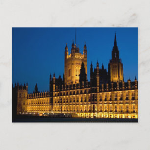 The Houses of Parliament at night in the city of Postcard