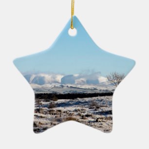The Howgill Fells winter England Holiday Card Post Ceramic Ornament