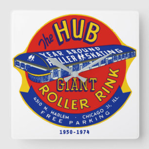The Hub Roller Rink, Norridge Illinois Square Wall Clock