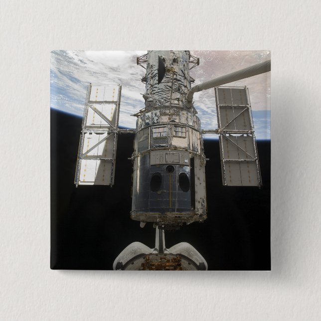 The Hubble Space Telescope is released 15 Cm Square Badge (Front)