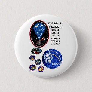 The Hubble Telescope and the Shuttle 6 Cm Round Badge