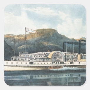 The Hudson River Steamboat `St. John' Square Sticker