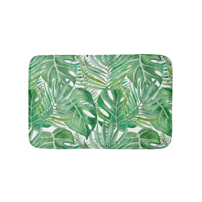 The huge leaves of palm trees and monstera bath mat (Front)