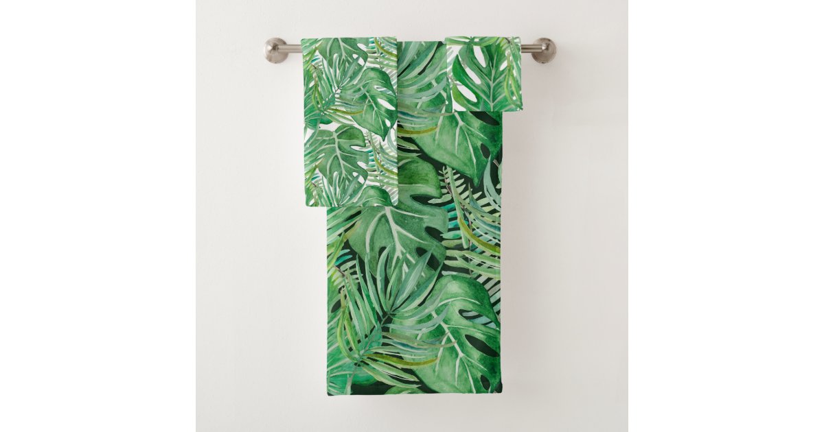 The huge leaves of palm trees and monstera bath towel set | Zazzle.com.au