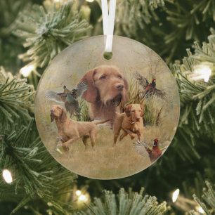 The Hungarian Wirehaired Vizsla Glass Tree Decoration