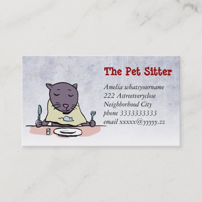 the hungry cat (pet sitting) business card (Front)