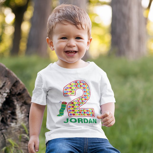 The Hungry Caterpillar 2nd Birthday Baby T-Shirt (Kid wearing shirt)