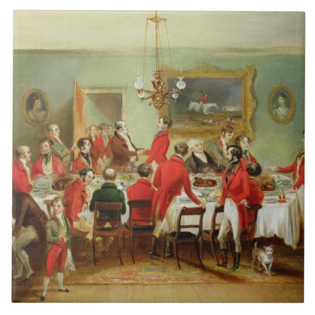 The Hunt Breakfast, Bachelor's Hall, 1836 (oil on Tile (Front)