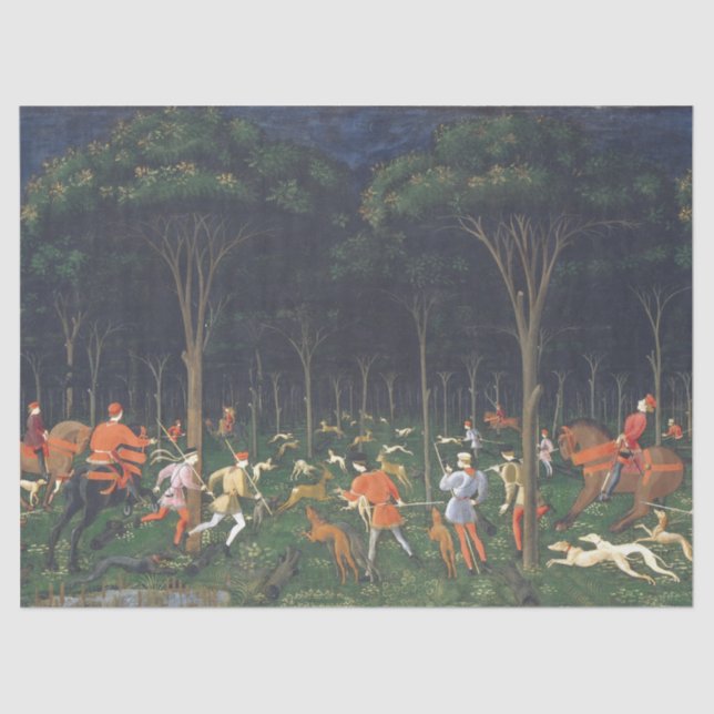 The Hunt in the Forest (by Paolo Uccello) Tissue Paper (Front)