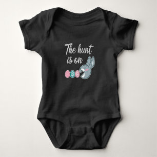 The hunt is on Easter Rabbit Egg Hunt Baby Bodysuit