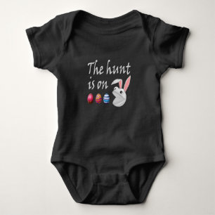 The hunt is on Easter Rabbit Egg Hunt Baby Bodysuit