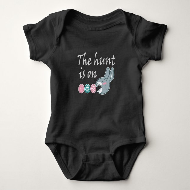 The hunt is on Easter Rabbit Egg Hunt Baby Bodysuit (Front)