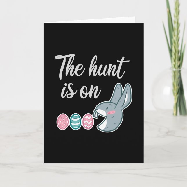 The hunt is on Easter Rabbit Egg Hunt Card (Front)