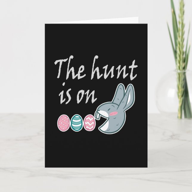 The hunt is on Easter Rabbit Egg Hunt Card (Front)