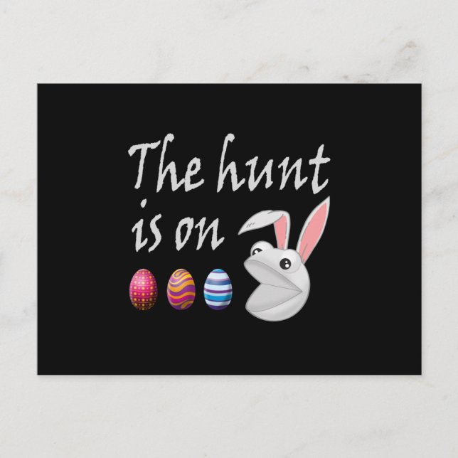 The hunt is on Easter Rabbit Egg Hunt Postcard (Front)
