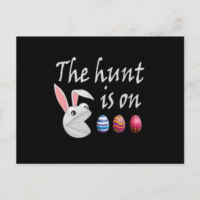 The hunt is on Easter Rabbit Egg Hunt Postcard (Front)
