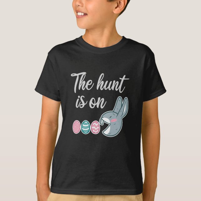 The hunt is on Easter Rabbit Egg Hunt T-Shirt (Front)
