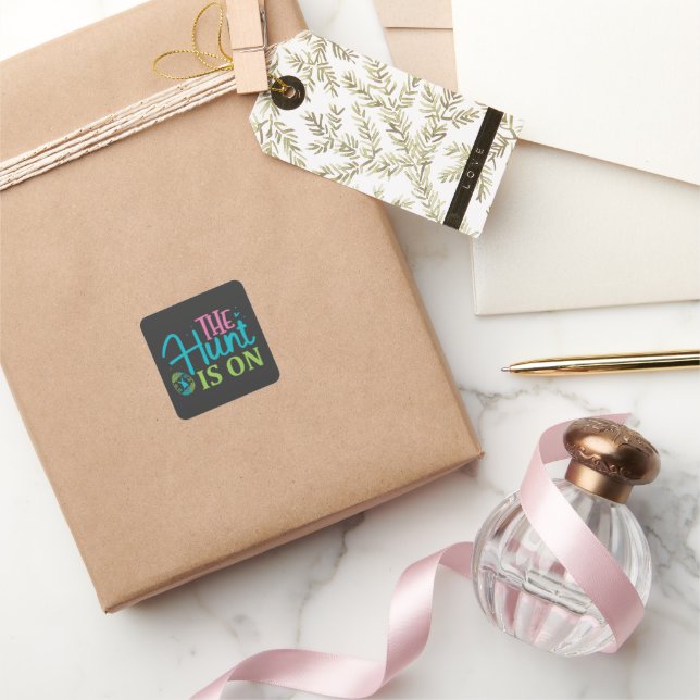 The Hunt Is On Fun Easter  Square Sticker (Gifting)