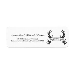 "The Hunt is Over" Antler Rustic Wedding Custom Return Address Label