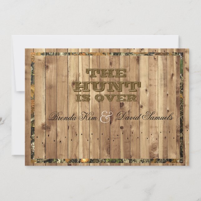 The Hunt Is Over Camo Wedding Invitation (Front)