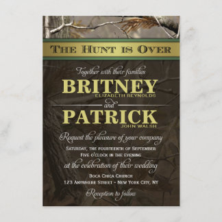 The Hunt is Over Hunting Camo Wedding Invitations