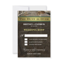 The Hunt is Over Hunting Camo Wedding RSVP Cards