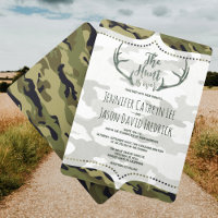 "The Hunt is Over" Rustic Antler Camo Wedding