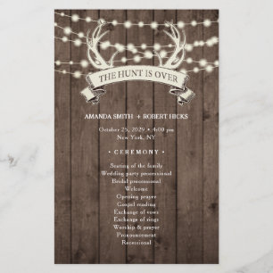 "The Hunt is Over" Rustic Barn Wedding Program