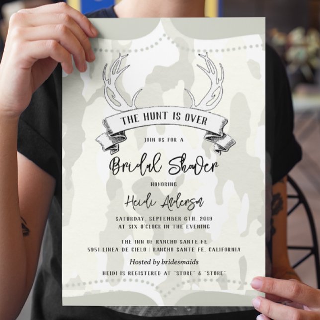 "The Hunt is Over" Rustic Camo Bridal Shower Invitation (Creator Uploaded)