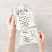 "The Hunt is Over" Rustic Camo Wedding Invitation