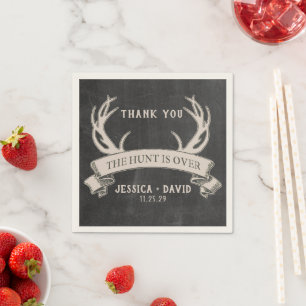 The Hunt is Over Rustic Chalkboard Wedding Napkins