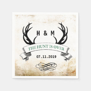 "The Hunt is Over" Rustic Custom Wedding Gift Napkin