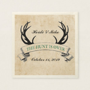 "The Hunt is Over" Rustic Custom Wedding Gift Napkin