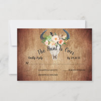"The Hunt is Over" Rustic Floral Antelope RSVP
