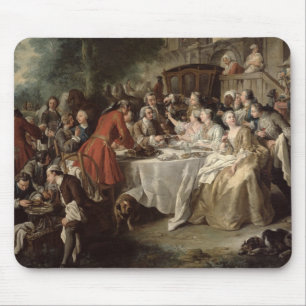 The Hunt Lunch, detail of the diners, 1737 Mouse Pad