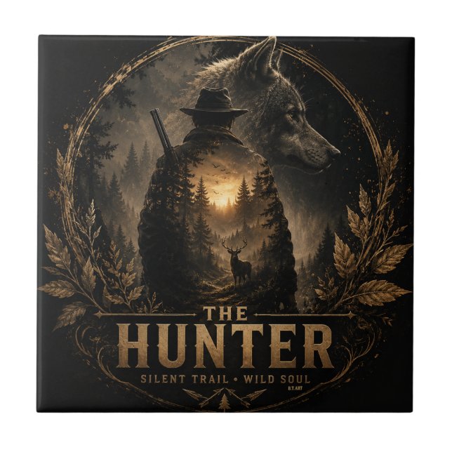 The Hunter , Into the Wild Silence  Ceramic Tile (Front)