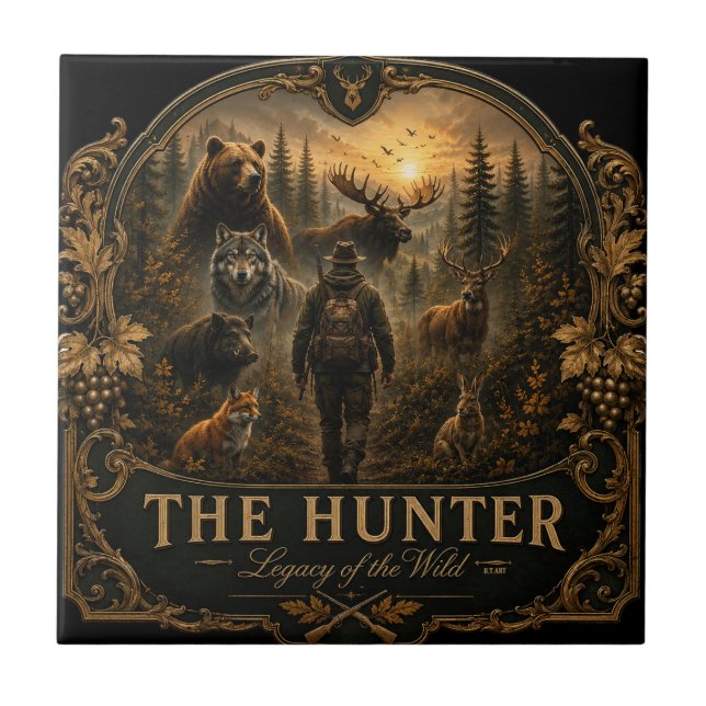 The Hunter , Into the Wild Silence  Ceramic Tile (Front)