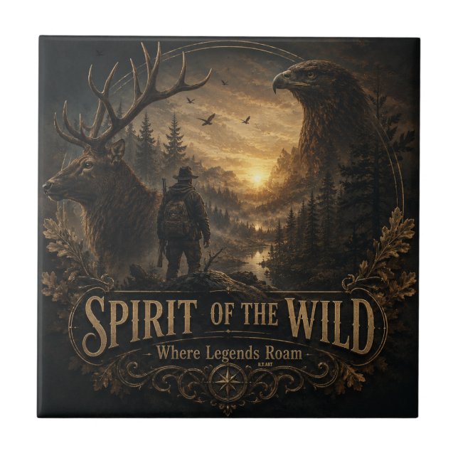 The Hunter , Into the Wild Silence  Ceramic Tile (Front)