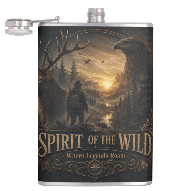 The Hunter , Into the Wild Silence  Hip Flask (Opened)