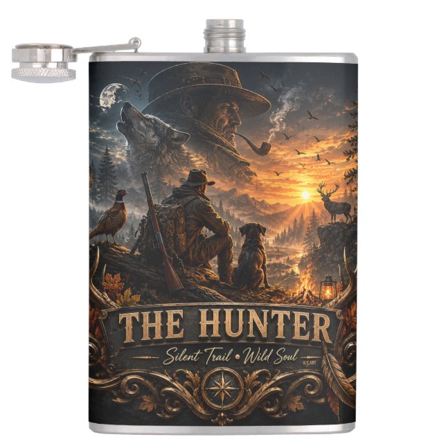 The Hunter , Into the Wild Silence  Hip Flask (Opened)