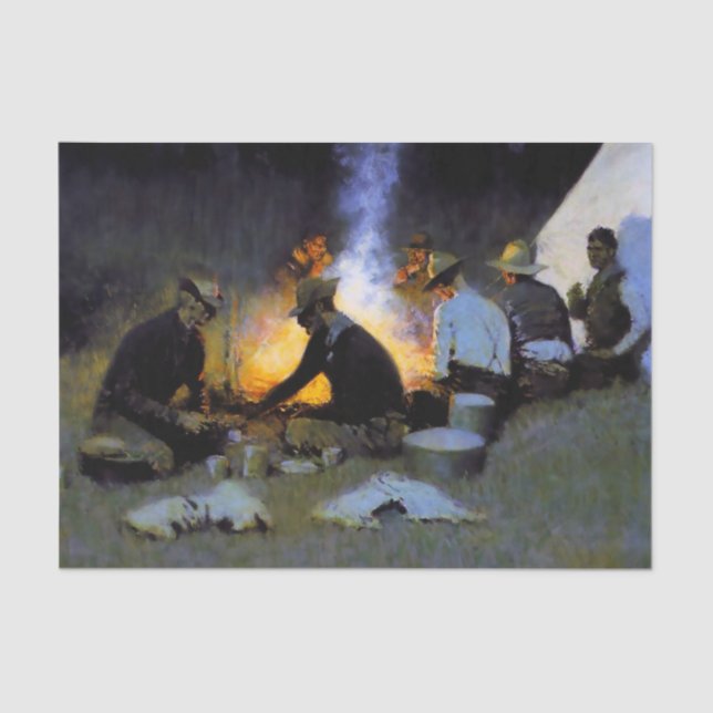 “The Hunter’s Supper” by Frederic Remington Tissue Paper (Front)