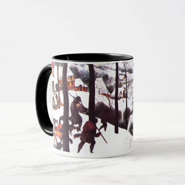 "The Hunters in the Snow" Fine Art Christmas Mugs (Front Left)