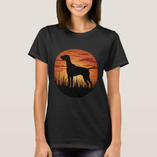 The Hunting Pointer Dog Silhouetted Against The Su T-Shirt