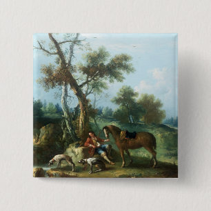 The Huntsman's Rest, 18th century 15 Cm Square Badge