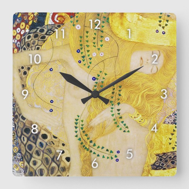 The Hydra, Gustav Klimt Square Wall Clock (Front)