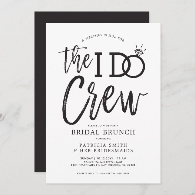 The I Do Crew | Bridal Brunch Party Invitation (Front/Back)
